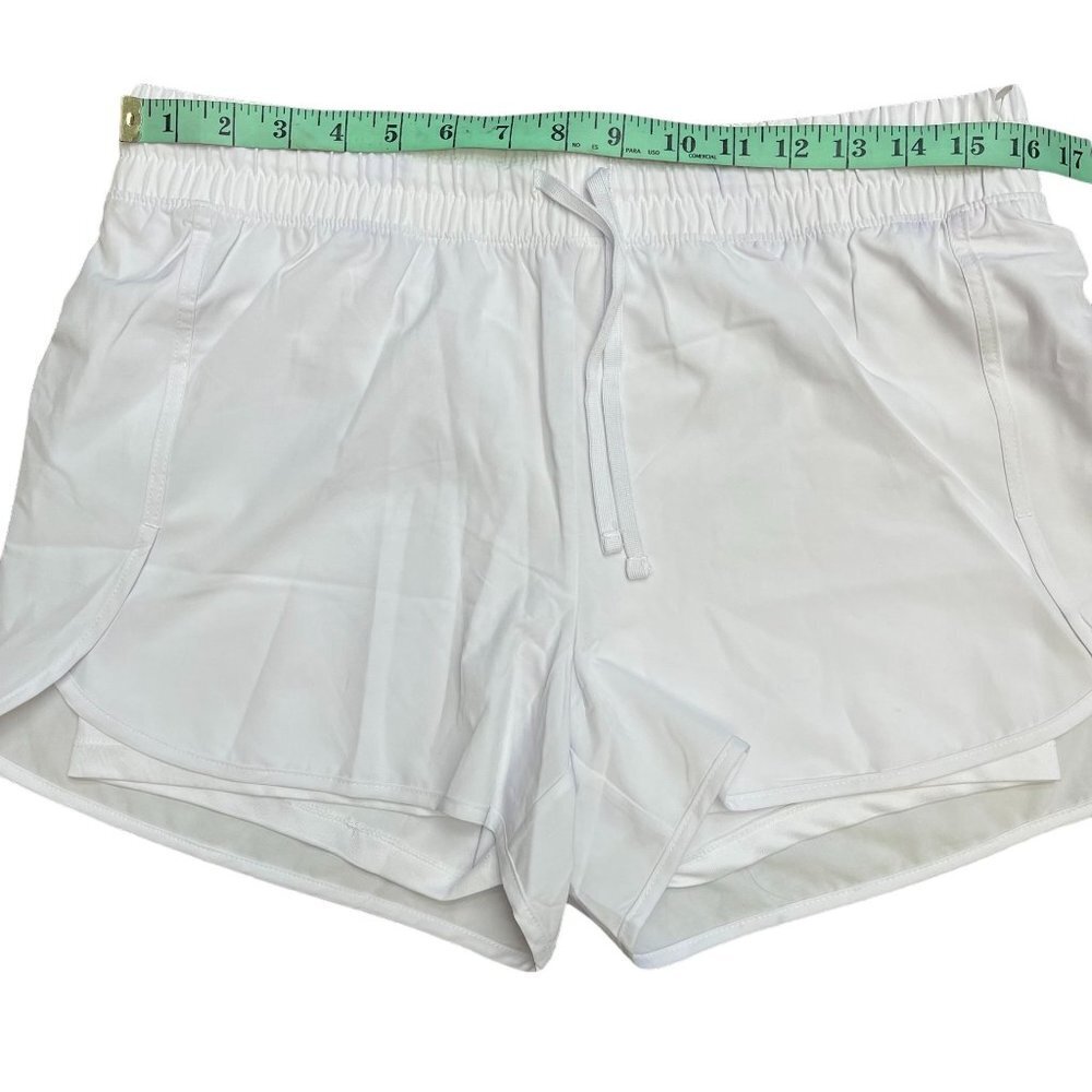 Velocity Women White Lined Shorts Drawstring Pull On Athletic Lifestyle New L - Picture 2 of 10